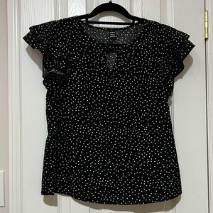 SHEIN M Black and White Polka Dot Blouse